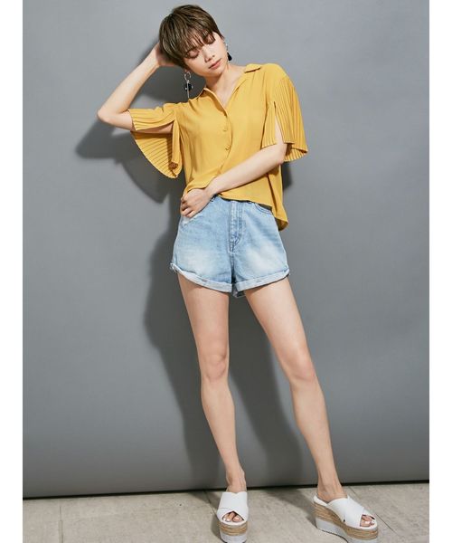 EMODA（エモダ）の「ヘムロールジャストウエストショートパンツ（デニムパンツ・レディース・ホワイト/ライトブルー/インディゴブルー・SMALL/MEDIUM）」の15枚目の写真