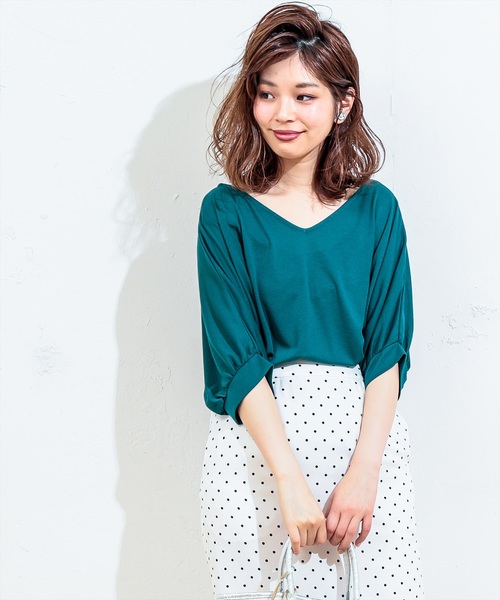 natural couture（ナチュラルクチュール）の「前後２ＷＡＹゆるさらっボーダー（Tシャツ/カットソー・レディース・ネイビー/オフホワイト/その他12/ターコイズブルー・FREE）」の3枚目の写真