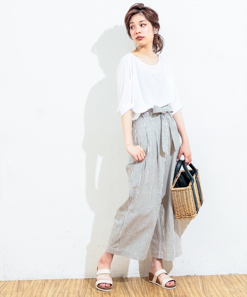 natural couture（ナチュラルクチュール）の「前後２ＷＡＹゆるさらっボーダー（Tシャツ/カットソー・レディース・ネイビー/オフホワイト/その他12/ターコイズブルー・FREE）」の10枚目の写真