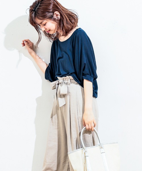 natural couture（ナチュラルクチュール）の「前後２ＷＡＹゆるさらっボーダー（Tシャツ/カットソー・レディース・ネイビー/オフホワイト/その他12/ターコイズブルー・FREE）」の12枚目の写真