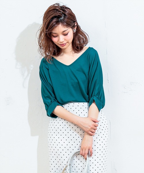 natural couture（ナチュラルクチュール）の「前後２ＷＡＹゆるさらっボーダー（Tシャツ/カットソー・レディース・ネイビー/オフホワイト/その他12/ターコイズブルー・FREE）」の14枚目の写真