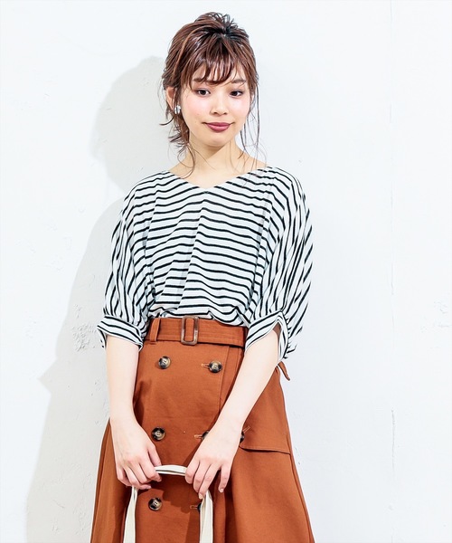 natural couture（ナチュラルクチュール）の「前後２ＷＡＹゆるさらっボーダー（Tシャツ/カットソー・レディース・ネイビー/オフホワイト/その他12/ターコイズブルー・FREE）」の16枚目の写真