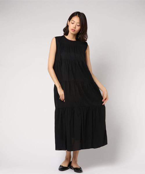 archives（アルシーヴ）の「ノースリティアードマキシワンピース（ワンピース・レディース・オフホワイト/ブラック/パープル・MEDIUM）」の2枚目の写真