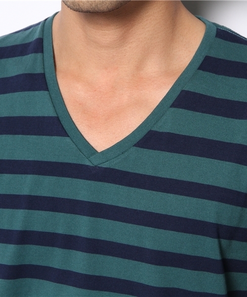 AMERICAN RAG CIE(アメリカンラグシー)の「AMERICAN RAG CIE ランダムピッチボーダーカットソー 108-AOB-M131-CT070∵(Tシャツ/カットソー・メンズ・グリーン系その他/アイボリー/ブルー系その他・1/2)」の7枚目の写真