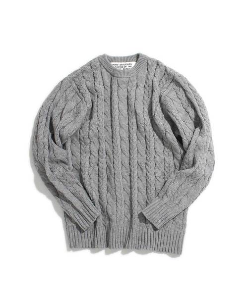 Denime（ドゥニーム）の「ざっくりケーブルクルーネックニット（ニット/セーター・メンズ・ホワイト/ブラック/グレー/オレンジ・SMALL/MEDIUM/LARGE）」の2枚目の写真