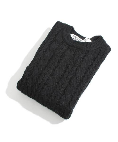 Denime（ドゥニーム）の「ざっくりケーブルクルーネックニット（ニット/セーター・メンズ・ホワイト/ブラック/グレー/オレンジ・SMALL/MEDIUM/LARGE）」の3枚目の写真