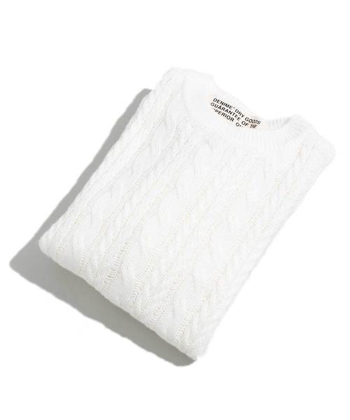 Denime（ドゥニーム）の「ざっくりケーブルクルーネックニット（ニット/セーター・メンズ・ホワイト/ブラック/グレー/オレンジ・SMALL/MEDIUM/LARGE）」の11枚目の写真