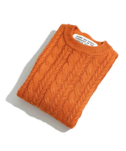 Denime（ドゥニーム）の「ざっくりケーブルクルーネックニット（ニット/セーター・メンズ・ホワイト/ブラック/グレー/オレンジ・SMALL/MEDIUM/LARGE）」の9枚目の写真