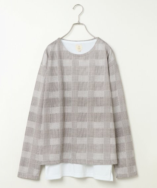 VENCEEXCHANGE（ヴァンスエクスチェンジ）の「ミニ裏毛総柄チェックアンサンブル（Tシャツ/カットソー・メンズ・チャコールグレー/ブラック/ベージュ/ブラウン・M/L）」の4枚目の写真
