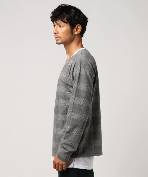 VENCEEXCHANGE（ヴァンスエクスチェンジ）の「ミニ裏毛総柄チェックアンサンブル（Tシャツ/カットソー・メンズ・チャコールグレー/ブラック/ベージュ/ブラウン・M/L）」の6枚目の写真