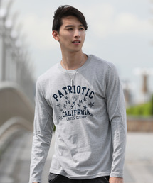 カレッジ ロゴ アメカジ プリント ロングTシャツ