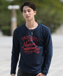 カレッジ ロゴ アメカジ プリント ロングTシャツ