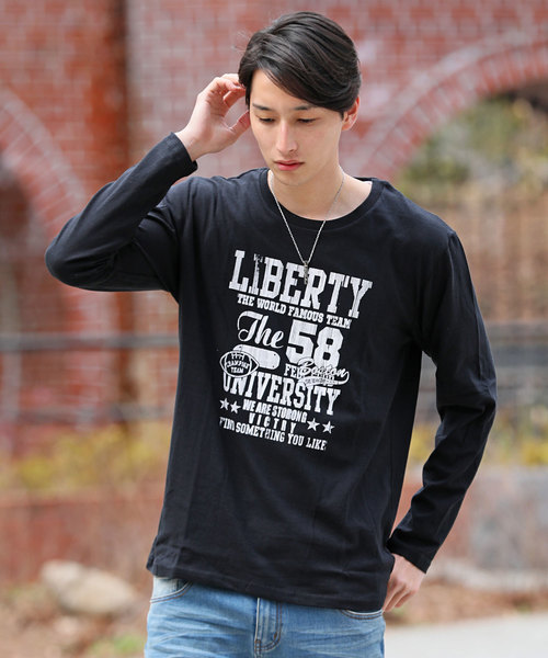 TopIsm(トップイズム)の「カレッジ ロゴ アメカジ プリント ロングTシャツ(Tシャツ/カットソー・メンズ・A/B/C/D/E/F/G/H/I/その他3/その他8/その他1/その他7/その他10/その他2/その他4/その他9/その他6・LL/M/L)」の2枚目の写真