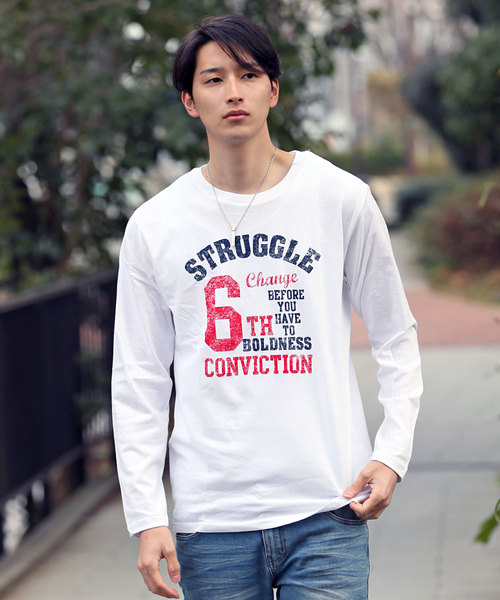 TopIsm(トップイズム)の「カレッジ ロゴ アメカジ プリント ロングTシャツ(Tシャツ/カットソー・メンズ・A/B/C/D/E/F/G/H/I/その他3/その他8/その他1/その他7/その他10/その他2/その他4/その他9/その他6・LL/M/L)」の3枚目の写真