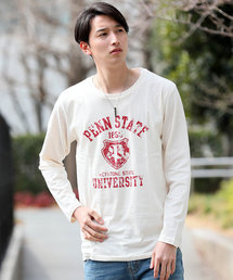 カレッジ ロゴ アメカジ プリント ロングTシャツ