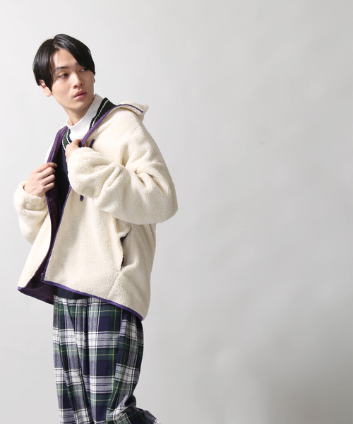 WEGO（ウィゴー）の「WEGO/ボアスタンドブルゾン（ブルゾン・メンズ・ブラック/パープル/アイボリー/キャメル/ネイビー/ライトベージュ・MEDIUM/LARGE/SMALL）」の9枚目の写真