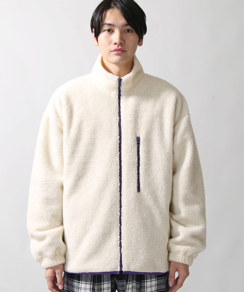 WEGO（ウィゴー）の「WEGO/ボアスタンドブルゾン（ブルゾン・メンズ・ブラック/パープル/アイボリー/キャメル/ネイビー/ライトベージュ・MEDIUM/LARGE/SMALL）」の10枚目の写真