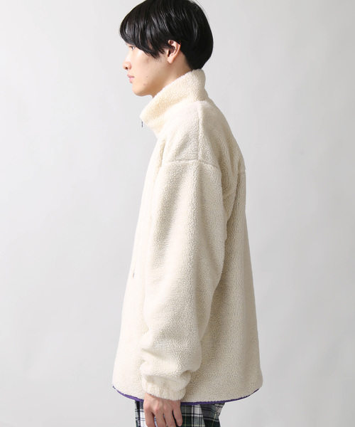 WEGO（ウィゴー）の「WEGO/ボアスタンドブルゾン（ブルゾン・メンズ・ブラック/パープル/アイボリー/キャメル/ネイビー/ライトベージュ・MEDIUM/LARGE/SMALL）」の11枚目の写真