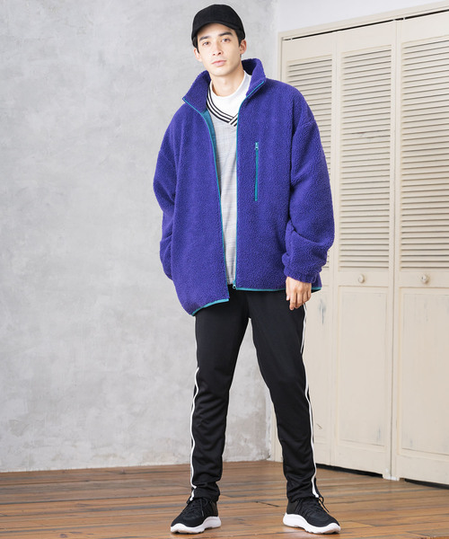 WEGO（ウィゴー）の「WEGO/ボアスタンドブルゾン（ブルゾン・メンズ・ブラック/パープル/アイボリー/キャメル/ネイビー/ライトベージュ・MEDIUM/LARGE/SMALL）」の19枚目の写真