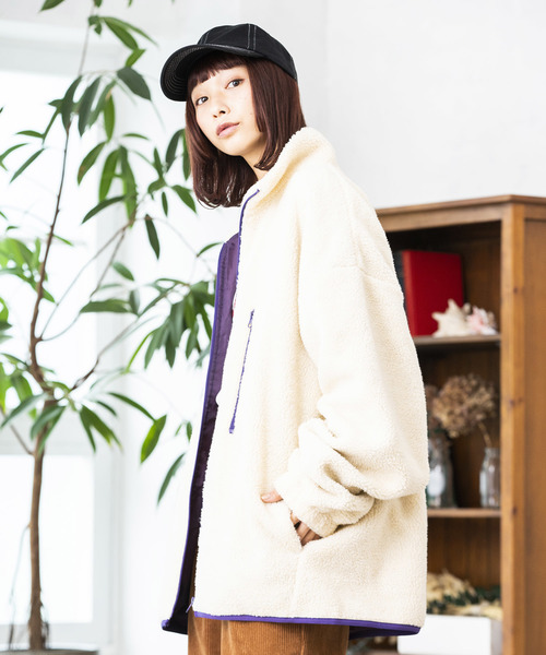 WEGO（ウィゴー）の「WEGO/ボアスタンドブルゾン（ブルゾン・メンズ・ブラック/パープル/アイボリー/キャメル/ネイビー/ライトベージュ・MEDIUM/LARGE/SMALL）」の22枚目の写真