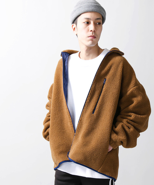 WEGO（ウィゴー）の「WEGO/ボアスタンドブルゾン（ブルゾン・メンズ・ブラック/パープル/アイボリー/キャメル/ネイビー/ライトベージュ・MEDIUM/LARGE/SMALL）」の6枚目の写真