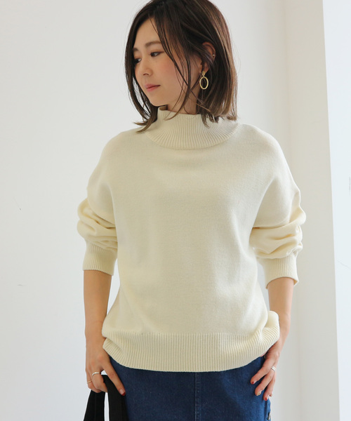 AMERICAN HOLIC（アメリカンホリック）の「ハイネック前後差プルオーバー（ニット/セーター・レディース・ブラック/ピンク/サックスブルー/オフホワイト/モカ・FREE）」の18枚目の写真