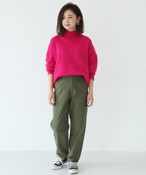 AMERICAN HOLIC（アメリカンホリック）の「ハイネック前後差プルオーバー（ニット/セーター・レディース・ブラック/ピンク/サックスブルー/オフホワイト/モカ・FREE）」の17枚目の写真