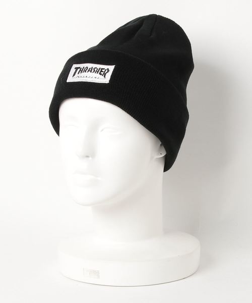 THRASHER(スラッシャー)の「【THRASHER / スラッシャー】 ボックス ロゴ ニット キャップ / BOX LOGO CAP(ニットキャップ/ビーニー・メンズ・ブラック×ホワイト/ブラック×レッド・FREE)」の2枚目の写真