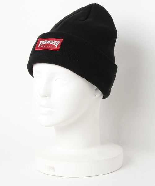 THRASHER(スラッシャー)の「【THRASHER / スラッシャー】 ボックス ロゴ ニット キャップ / BOX LOGO CAP(ニットキャップ/ビーニー・メンズ・ブラック×ホワイト/ブラック×レッド・FREE)」の1枚目の写真