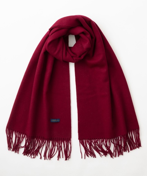 ウール製赤い フリンジ付き パキスタン産　 サイズ　75×46cm 内モンゴル産 ピュアウール100% 大判ストール（ストール/ショール