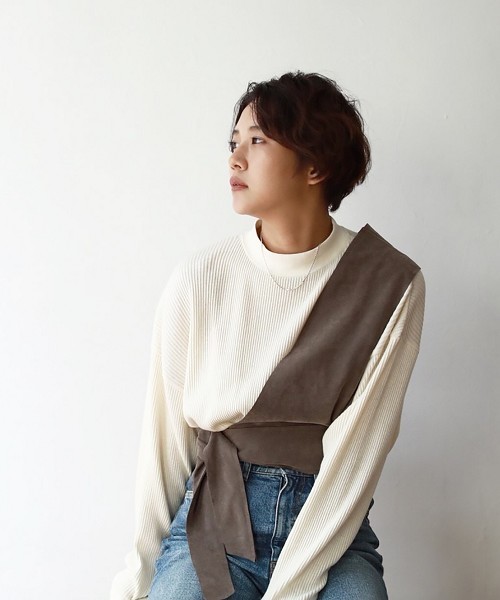 TODAYFUL(トゥデイフル)の「ローゲージリブプルオーバー(Tシャツ/カットソー・レディース・グレー/キナリ・FREE)」の8枚目の写真