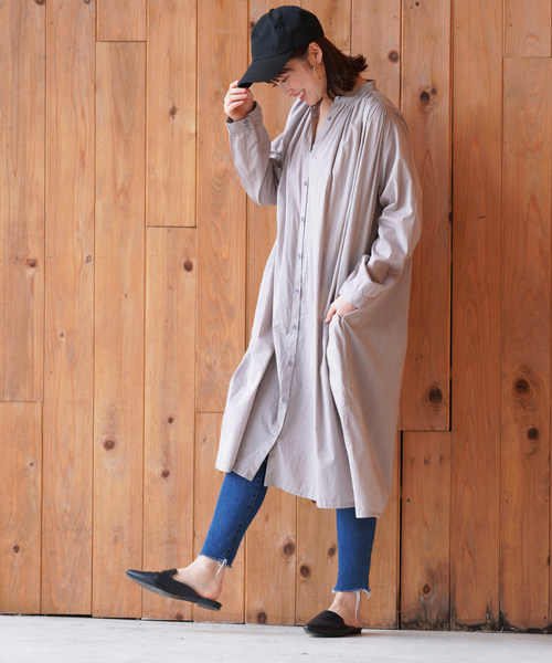 rps（アールピーエス）の「衿ギャザーシャツワンピース（ワンピース・レディース・ブラック/グレー/オフホワイト/グリーン・M）」の16枚目の写真