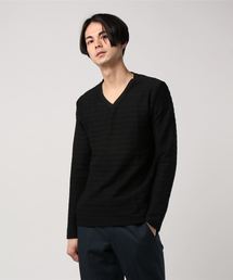【Bling Leads】　ロングスリーブTEE　ジャガードタックボーダー
