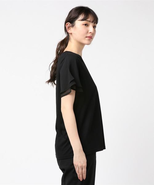EVLOVE(イヴロヴ)の「接触冷感 袖シフォンプルオーバー(Tシャツ/カットソー・レディース・ブラック/ネイビー/ピンク・13号/15号)」の5枚目の写真