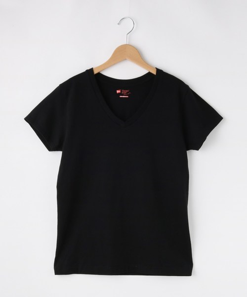 HANES(ヘインズ)の「Hanes ベーシックVネックTシャツ(Tシャツ/カットソー・レディース・ホワイト系7・02/03)」の6枚目の写真