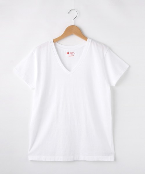 HANES(ヘインズ)の「Hanes ベーシックVネックTシャツ(Tシャツ/カットソー・レディース・ホワイト系7・02/03)」の7枚目の写真