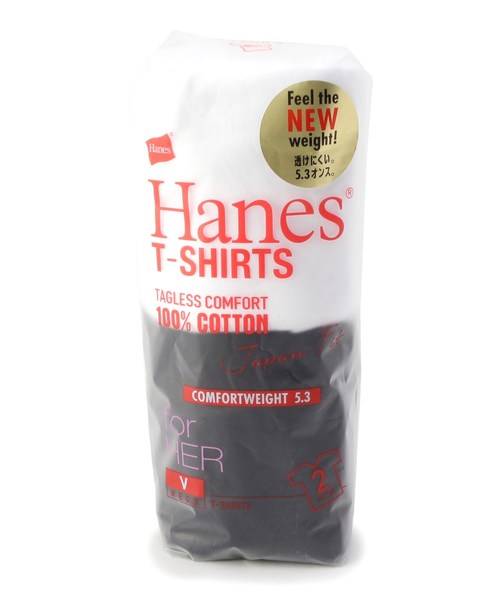 HANES(ヘインズ)の「Hanes ベーシックVネックTシャツ(Tシャツ/カットソー・レディース・ホワイト系7・02/03)」の5枚目の写真