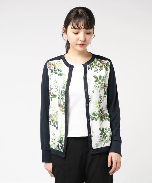 salle de bal（サルデバル）の「【For the people/フォーザピープル】　オリジナルリーフプリントｘ80/2 TRプレシャススムース　AOD（カーディガン/ボレロ・レディース・ブラック/ネイビー/オフホワイト・FREE）」の3枚目の写真