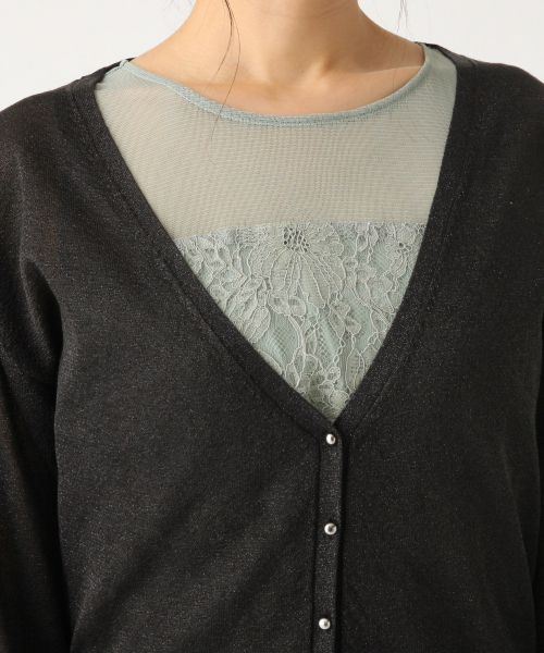 A part by（アパートバイ）の「OC＊14GAcNyラメカーディガン 840120（カーディガン/ボレロ・レディース・ブラック/シルバー/ゴールド・FREE）」の7枚目の写真