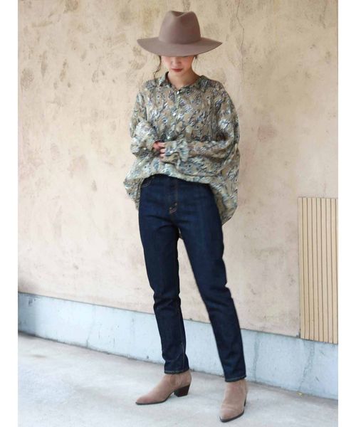 Ungrid(アングリッド)の「ジャカードフラワールーズシャツ(シャツ/ブラウス・レディース・ベージュ/パープル/ブラウン・FREE)」の6枚目の写真