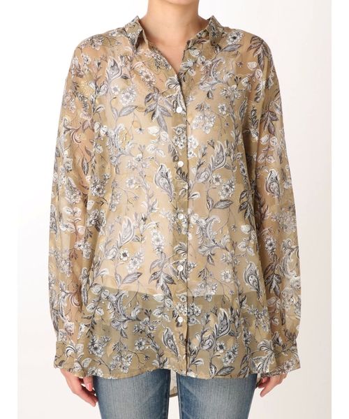 Ungrid(アングリッド)の「ジャカードフラワールーズシャツ(シャツ/ブラウス・レディース・ベージュ/パープル/ブラウン・FREE)」の21枚目の写真