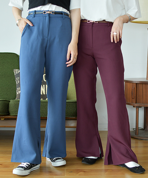 PairPair（ペアペア）の「スリット入りフレアパンツ（その他パンツ・レディース・ブラック/モカ/ブラウン系その他/スモークピンク/ロイヤルブルー/バーガンディー/ライトベージュ/アイボリー・FREE）」の6枚目の写真