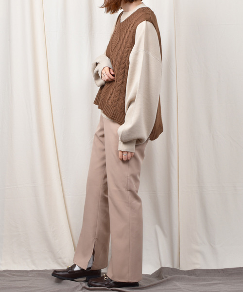 PairPair（ペアペア）の「スリット入りフレアパンツ（その他パンツ・レディース・ブラック/モカ/ブラウン系その他/スモークピンク/ロイヤルブルー/バーガンディー/ライトベージュ/アイボリー・FREE）」の13枚目の写真