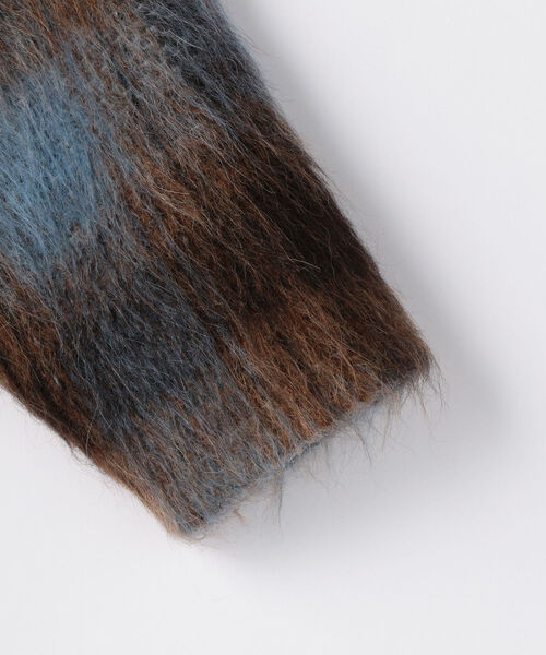 ラヴィソンラヴィエール チェックシャギーショートコート ノーカラー