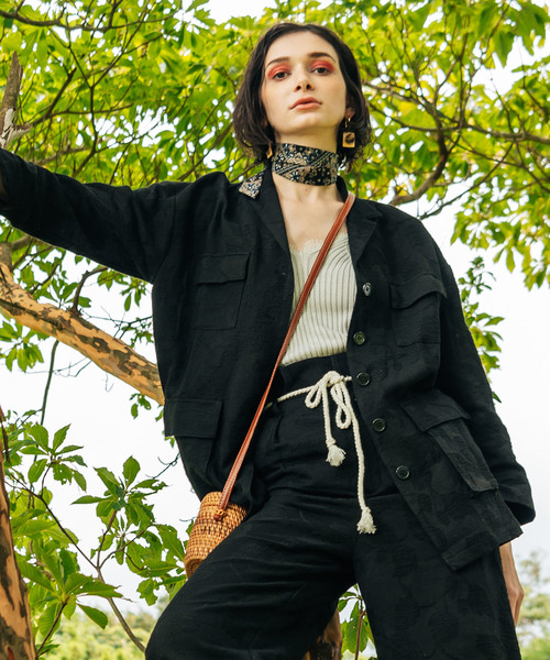 LAYMEE（レイミー）の「Kito JKT / キトージャケット（ミリタリージャケット・レディース・ブラック/テラコッタ/ホワイト・FREE）」の2枚目の写真
