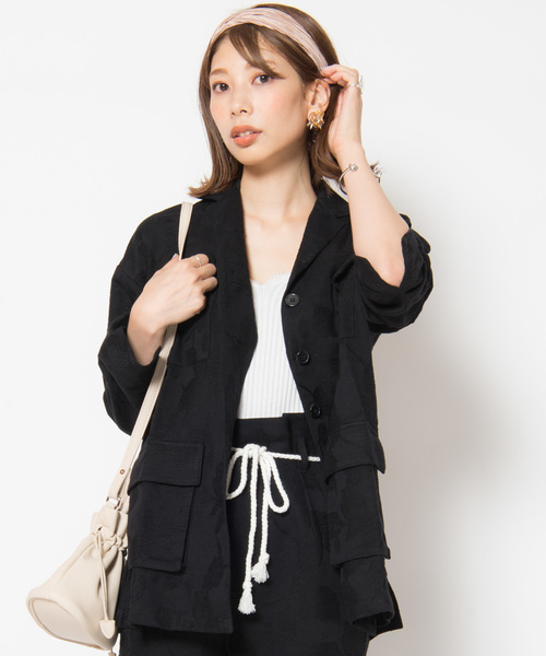 LAYMEE（レイミー）の「Kito JKT / キトージャケット（ミリタリージャケット・レディース・ブラック/テラコッタ/ホワイト・FREE）」の19枚目の写真