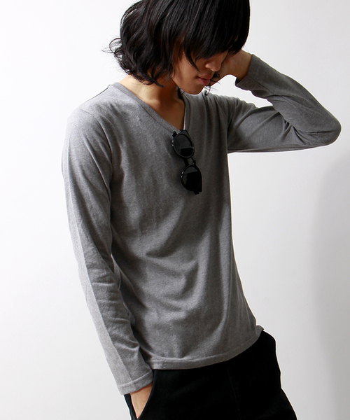 WEGO（ウィゴー）の「WEGO/ソフトタッチVネックTシャツ（Tシャツ/カットソー・メンズ・ホワイト/ブラック/杢グレー/ブルー・LARGE/MEDIUM）」の4枚目の写真