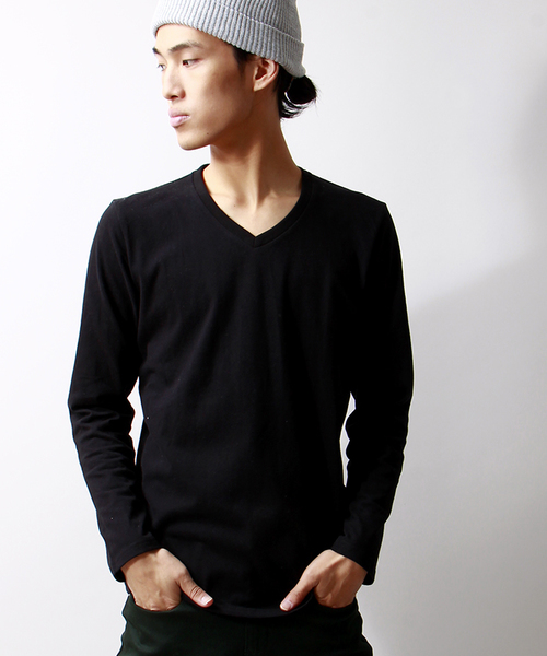 WEGO（ウィゴー）の「WEGO/ソフトタッチVネックTシャツ（Tシャツ/カットソー・メンズ・ホワイト/ブラック/杢グレー/ブルー・LARGE/MEDIUM）」の3枚目の写真