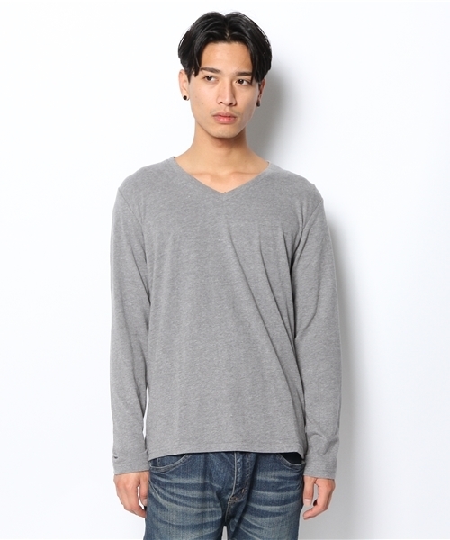 WEGO（ウィゴー）の「WEGO/ソフトタッチVネックTシャツ（Tシャツ/カットソー・メンズ・ホワイト/ブラック/杢グレー/ブルー・LARGE/MEDIUM）」の10枚目の写真