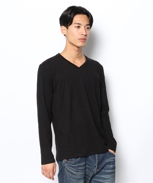 WEGO（ウィゴー）の「WEGO/ソフトタッチVネックTシャツ（Tシャツ/カットソー・メンズ・ホワイト/ブラック/杢グレー/ブルー・LARGE/MEDIUM）」の12枚目の写真